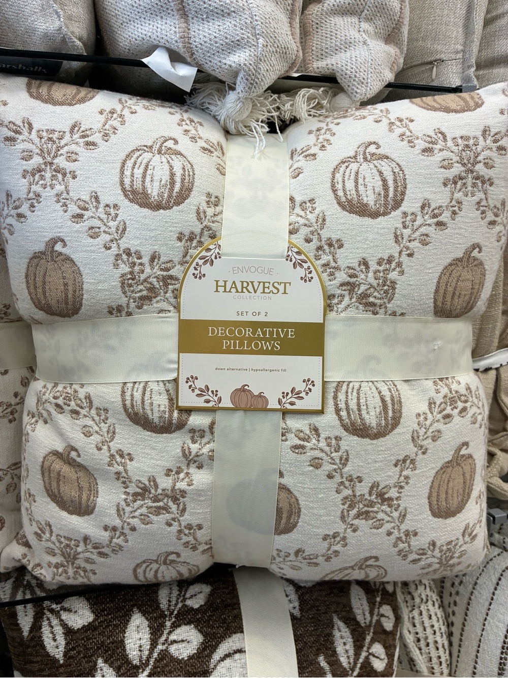 Envogue Cream & Brown Harvest Pumpkin Decorative Pillow Set